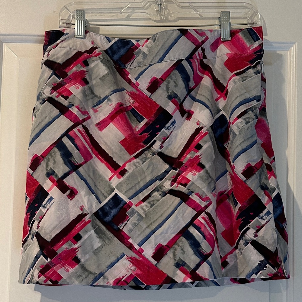 IZOD Abstract Print Women's Skirt - Pink, Navy & Gray 10